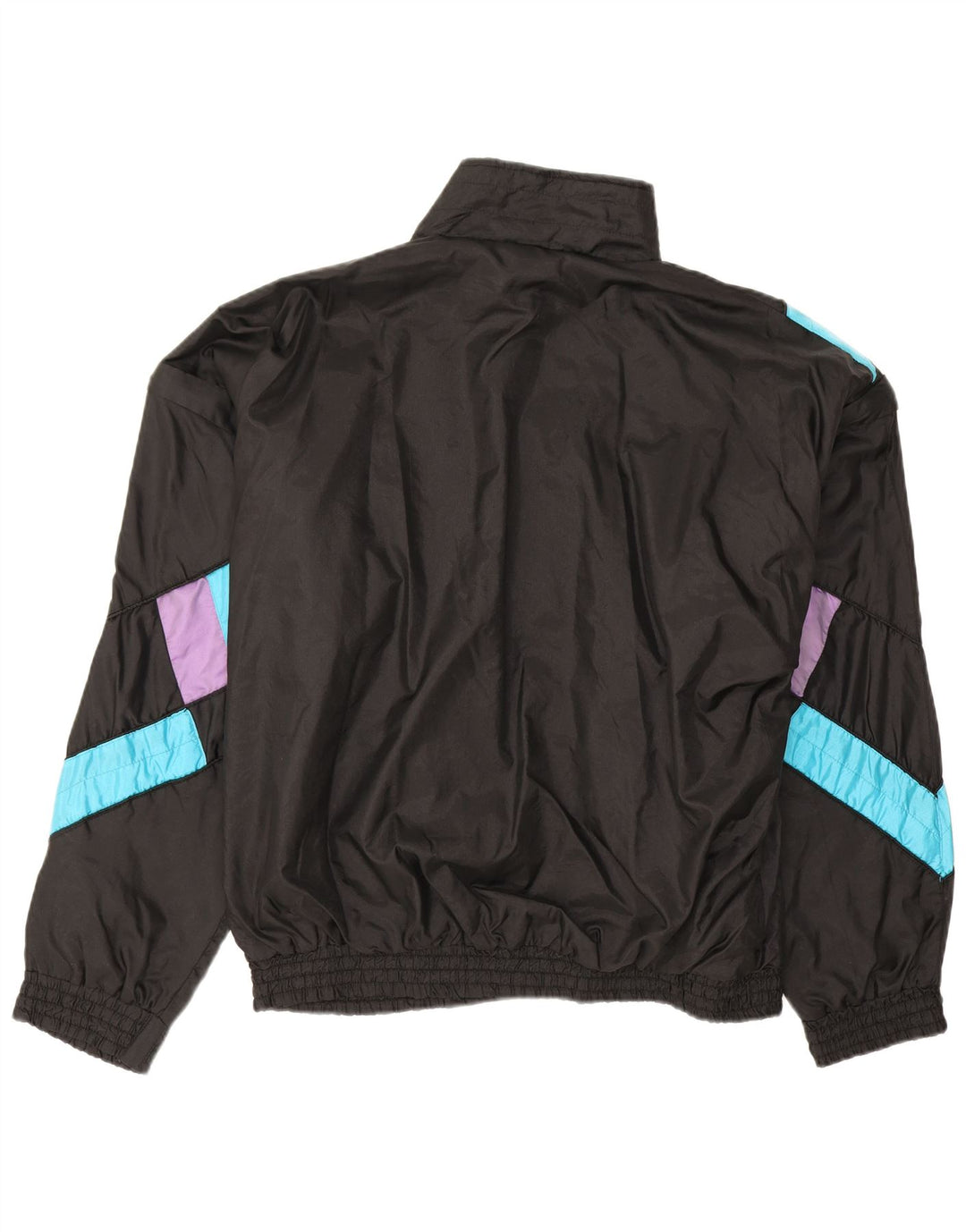 Giacca da ginnastica vintage da uomo XL in poliammide color block nero