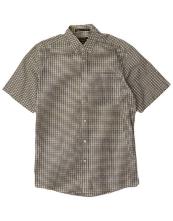 Camicia da uomo a maniche corte vestibilità comoda Eddie Bauer in cotone a quadri verde medio