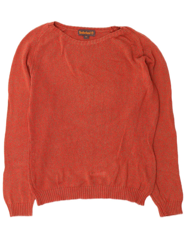 Maglione maglione con scollo a barca da donna Timberland UK 14 Cotone chiazzato rosso medio