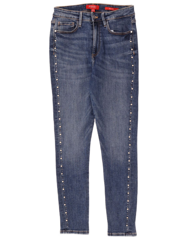 Jeans skinny da donna a vita alta Guess W28 L27 cotone blu