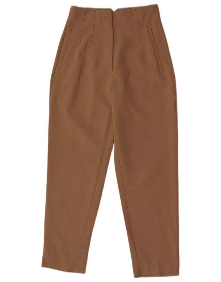 Pantaloni da completo a vita alta da donna Zara piccoli W26 L27 poliestere beige