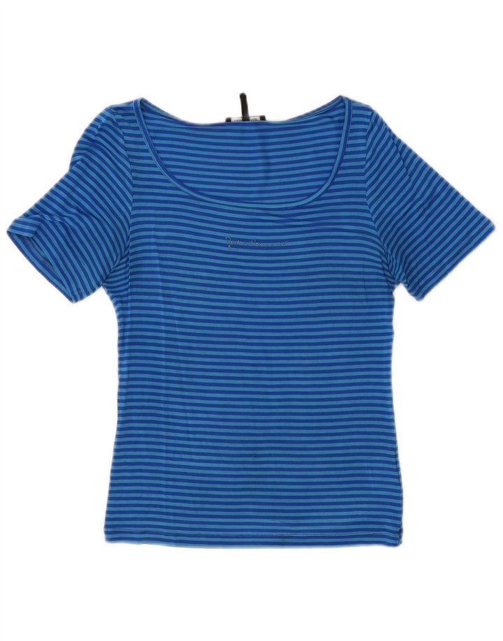 T-shirt da donna Roccobarocco Top US 8 Acetato a righe blu medio