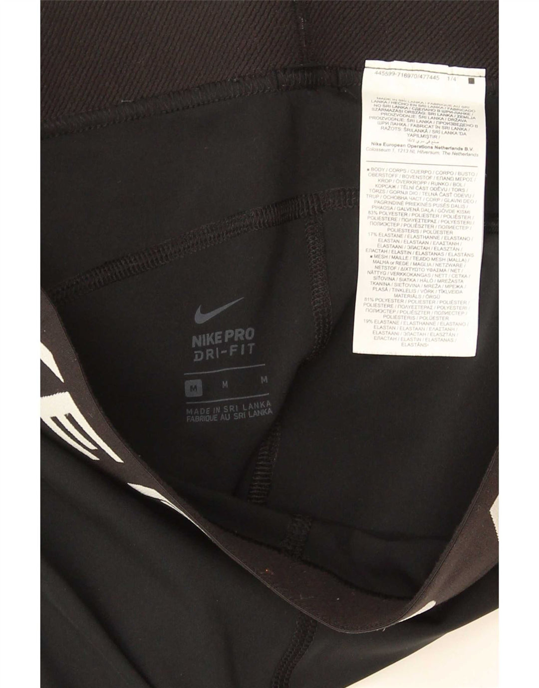 Leggings grafici Nike Dri Fit da donna UK 12 medio nero poliestere