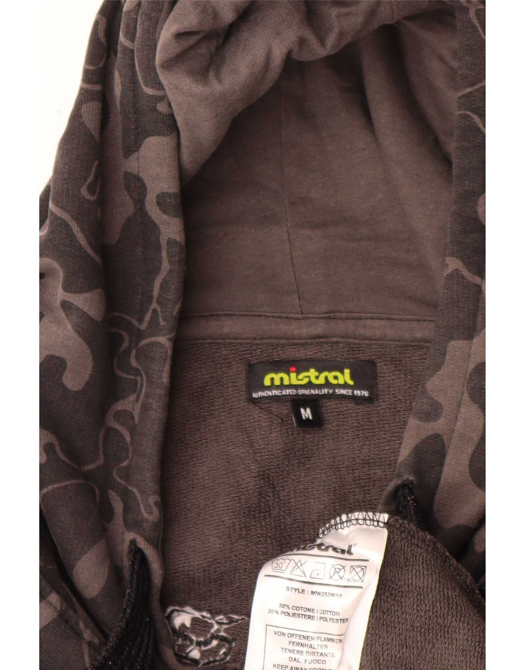 Maglione con cappuccio oversize grafico da donna Mistral UK 14 Grigio medio mimetico