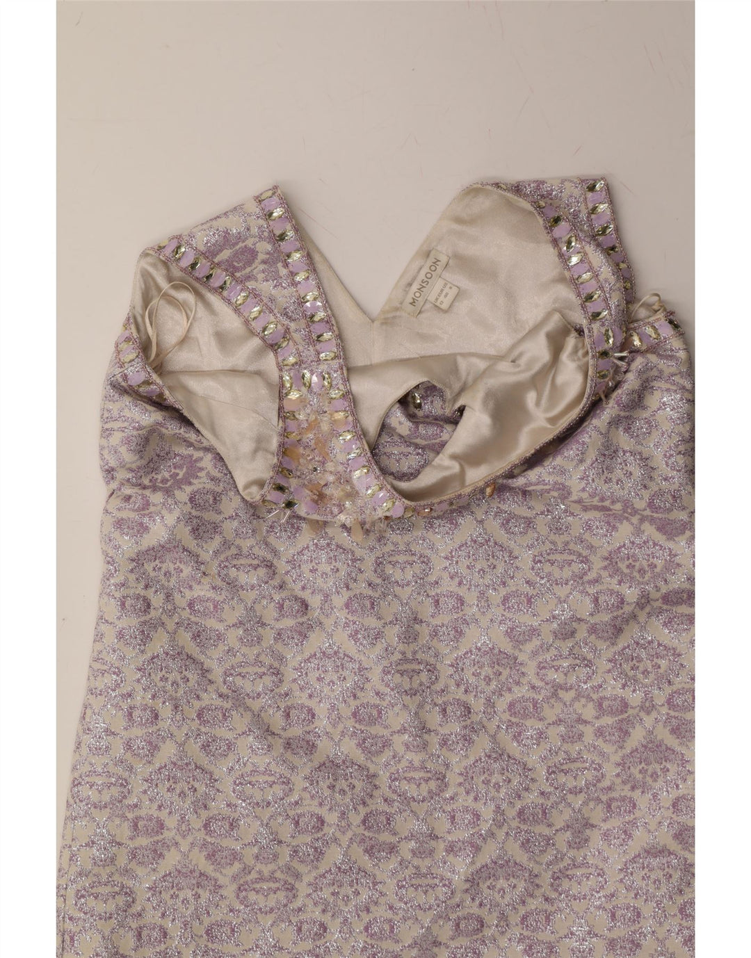 MONSOON Womens Abstract Pattern Sleeveless Shift Dress UK 12 Medium Purple Vintage Monsoon and Second-Hand Monsoon from Messina Hembry 