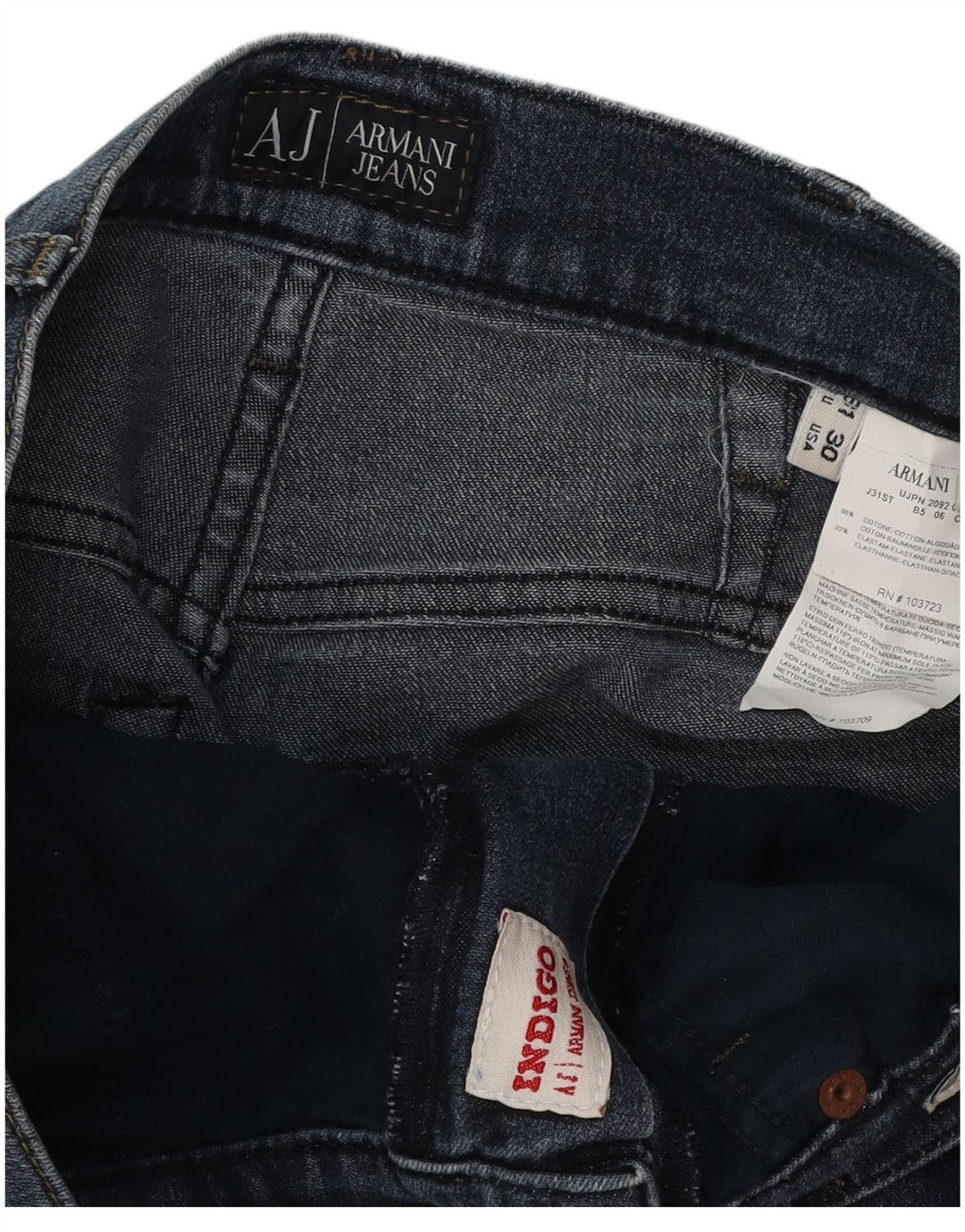 Jeans dritti Indaco da uomo Armani W31 L29 cotone blu navy