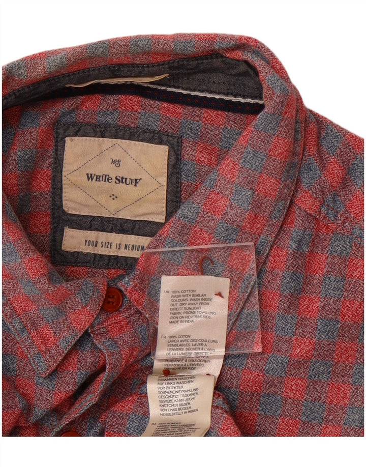 Camicia da uomo in flanella di White Stuff in cotone a quadretti rosso medio