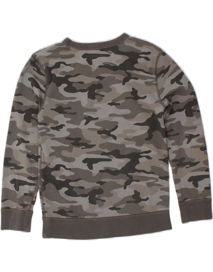 GAP Boys Graphic Sweatshirt Jumper 9-10 Years Large Grey Camouflage Cotton Vintage Gap and Second-Hand Gap from Messina Hembry 