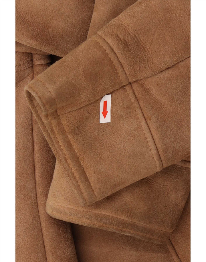 Cappotto in shearling da donna vintage UK 16 Grande pelle di pecora beige