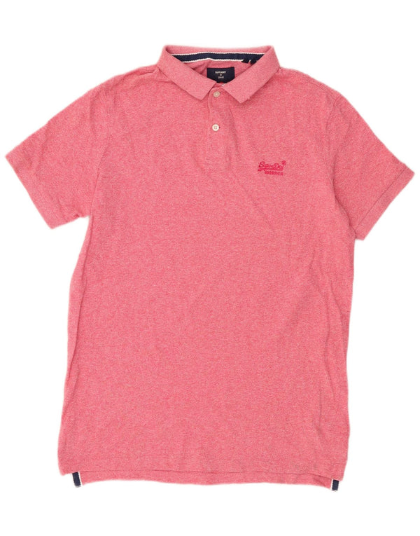 Polo da uomo Superdry in cotone rosa medio