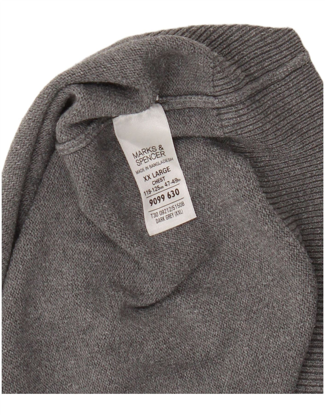 Maglione da uomo con scollo a V blu Harbour Marks & Spencer 2XL cotone grigio