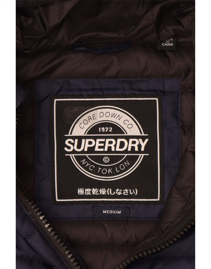 Giacca imbottita con cappuccio da donna Superdry UK 14 poliestere medio blu navy
