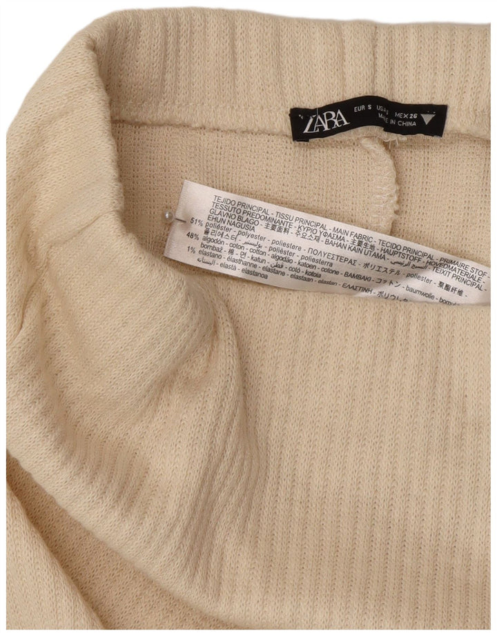 Gonna midi a vita alta da donna Zara piccola W26 poliestere bianco sporco