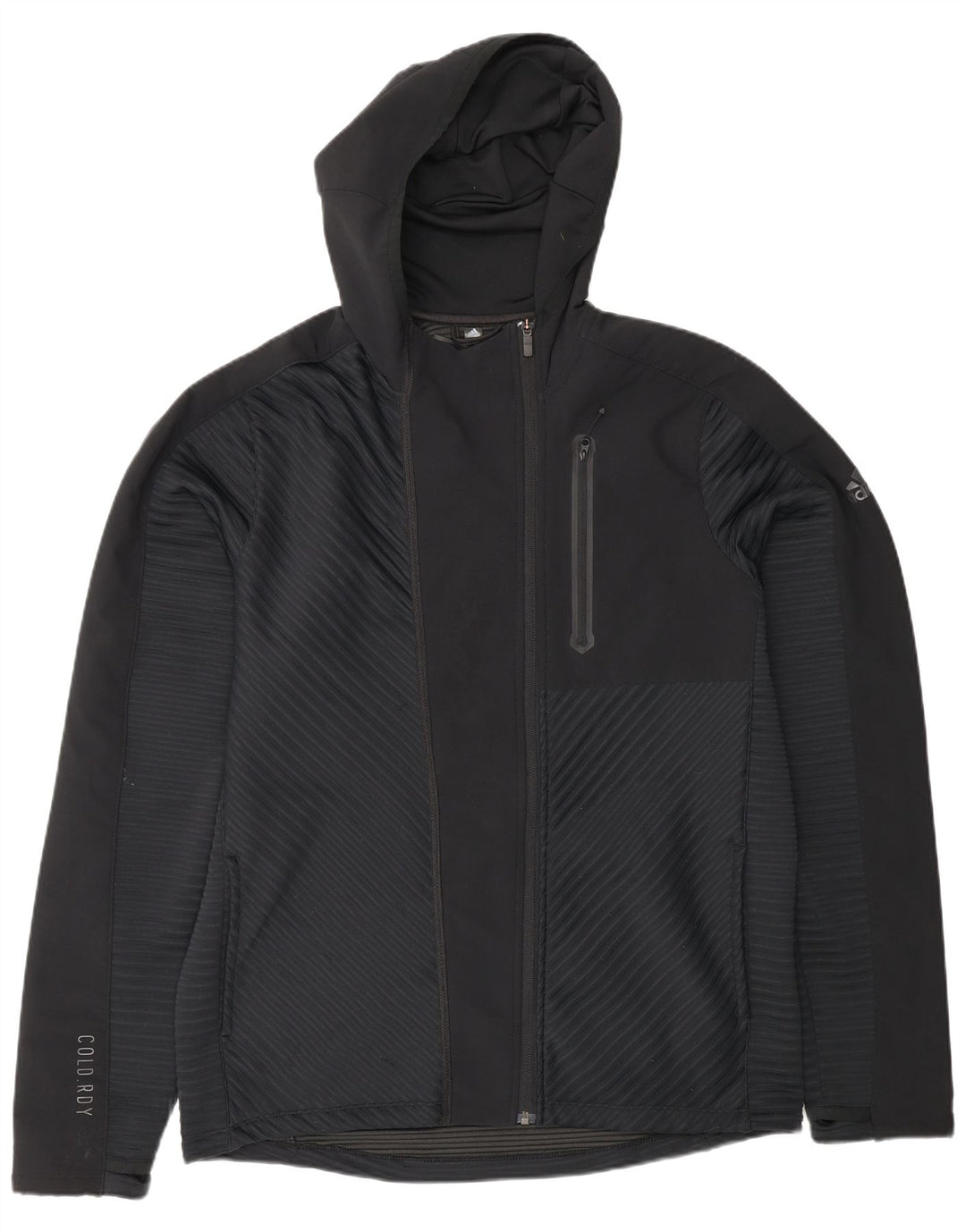 Giacca da ginnastica da uomo con cappuccio Adidas grande in poliestere nero