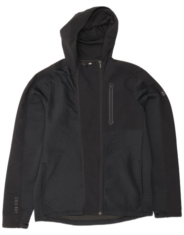 Giacca da ginnastica da uomo con cappuccio Adidas grande in poliestere nero
