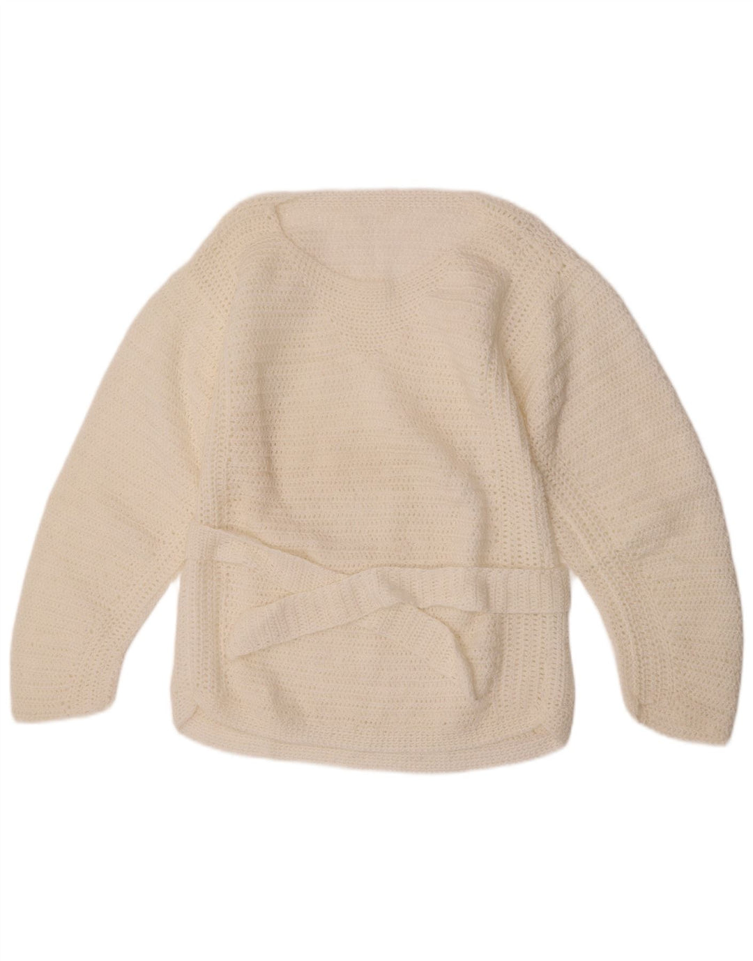 Maglione maglione vintage da donna con scollo a barca UK 8 piccolo bianco