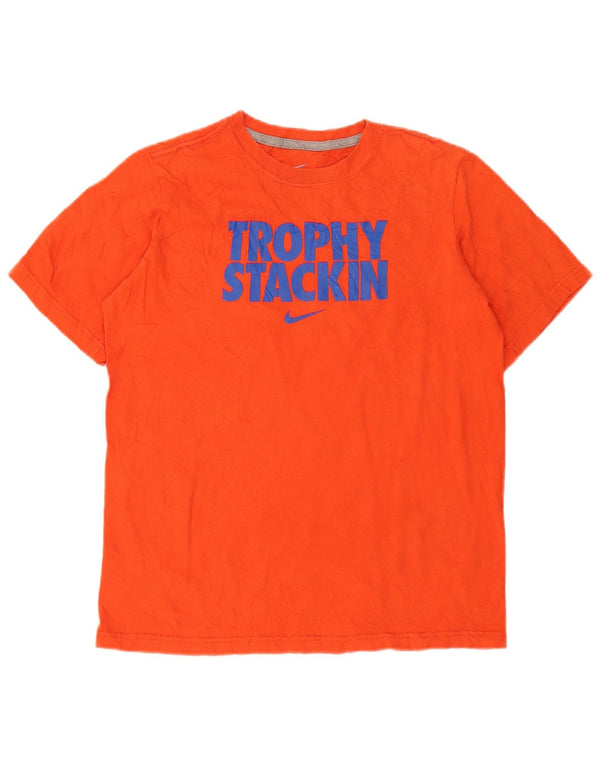T-shirt grafica da ragazzo Nike Top 13-14 anni XL in cotone arancione
