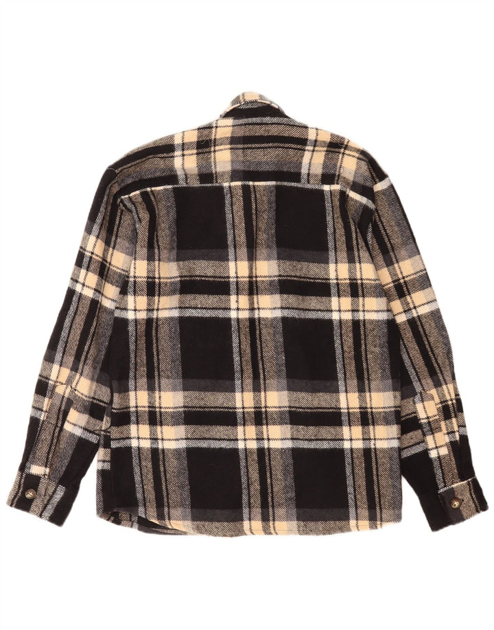 Camicia vintage da uomo in flanella taglia 38 cotone medio a quadri nero