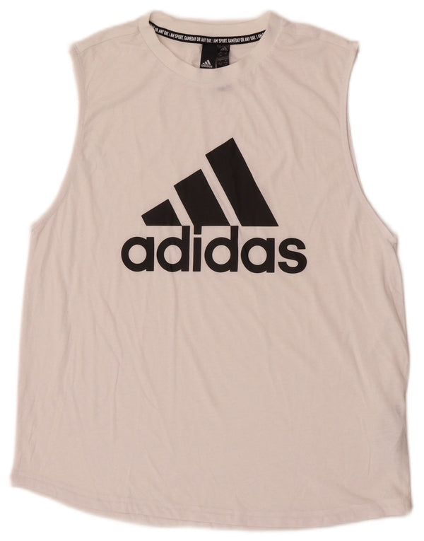 Canotta grafica da donna Adidas UK 12/14 Poliestere bianco medio