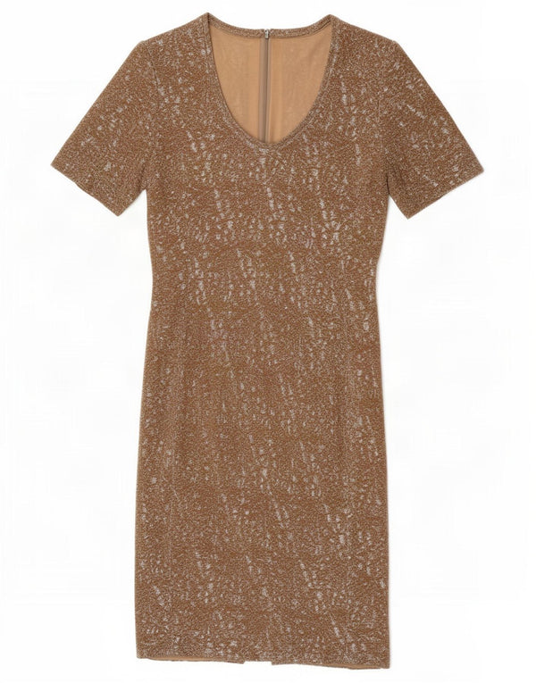 Abito tubino vintage da donna UK 10 piccolo beige