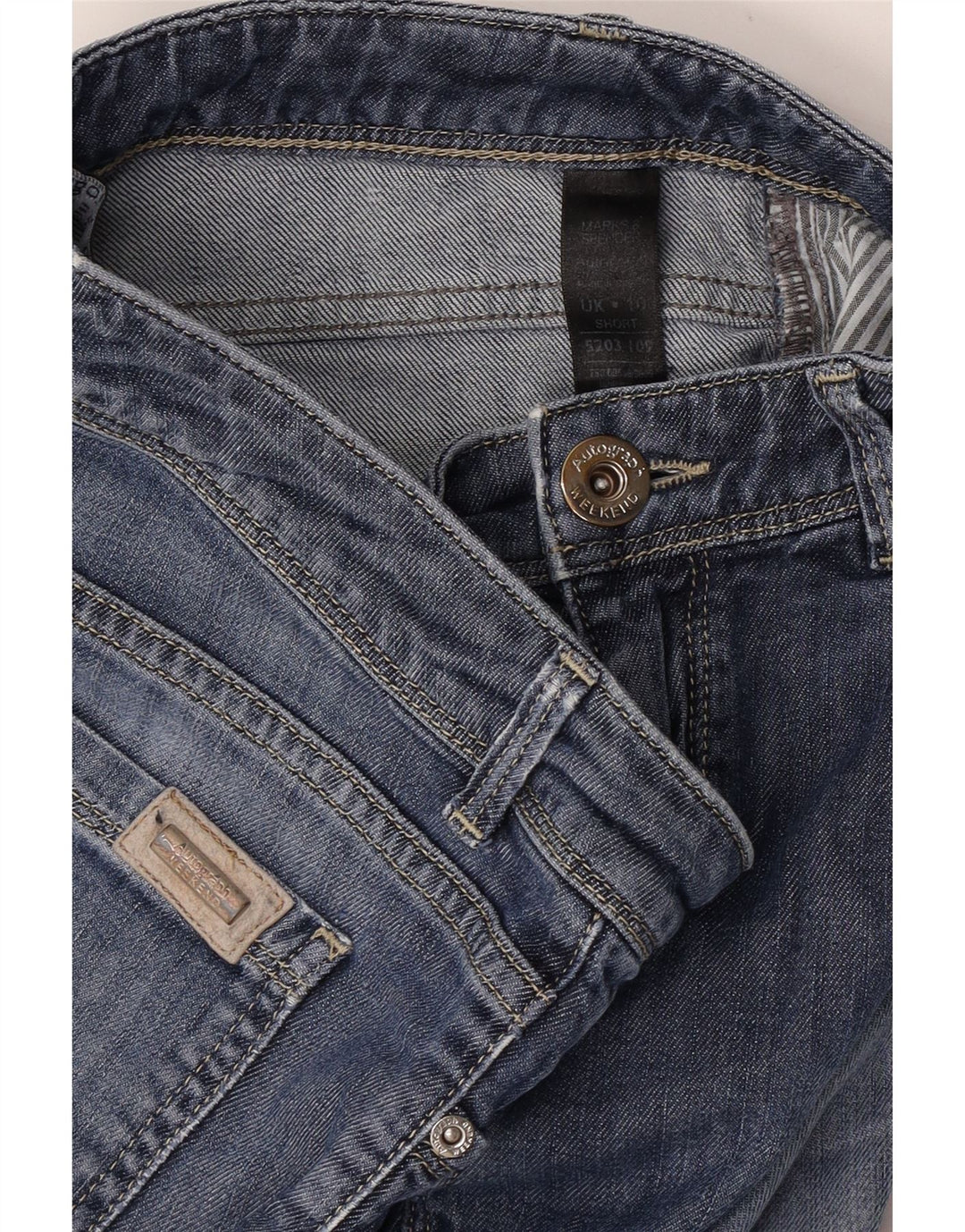 MARKS & SPENCER Jeans bootcut da donna autografi UK 10 piccoli W28 cotone blu