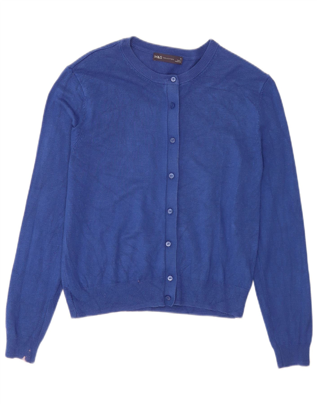 Maglione cardigan corto da donna Marks & Spencer UK 12 Viscosa blu medio