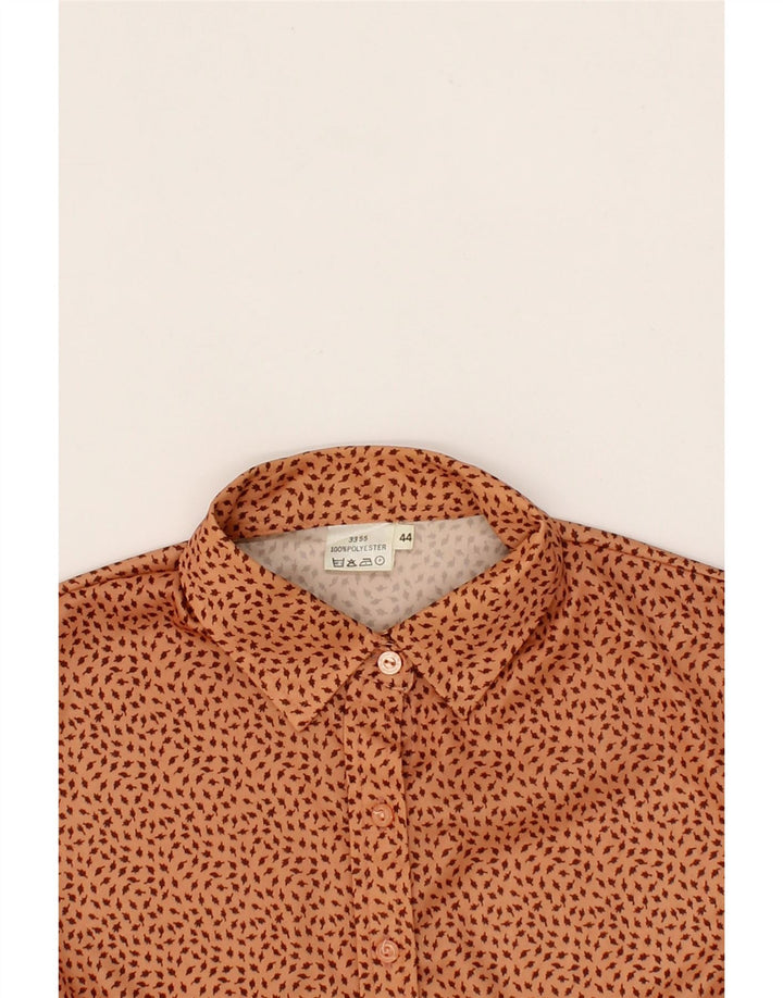 VINTAGE Womens Abstract Pattern Shirt Blouse IT 44 Medium Brown Polyester Vintage Vintage and Second-Hand Vintage from Messina Hembry 