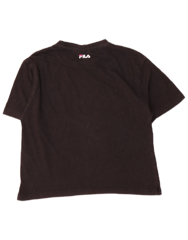 T-shirt grafica corta da donna Fila UK 6 XS cotone nero