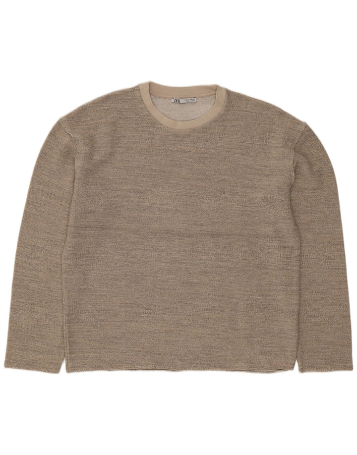 Felpa Oversize Da Donna ZARA Maglione UK 14 Acrilico puntinato grigio medio