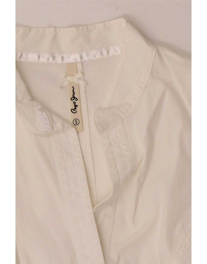 PEPE Jeans Camicia a maniche corte da donna Camicetta UK 8 Small Bianca