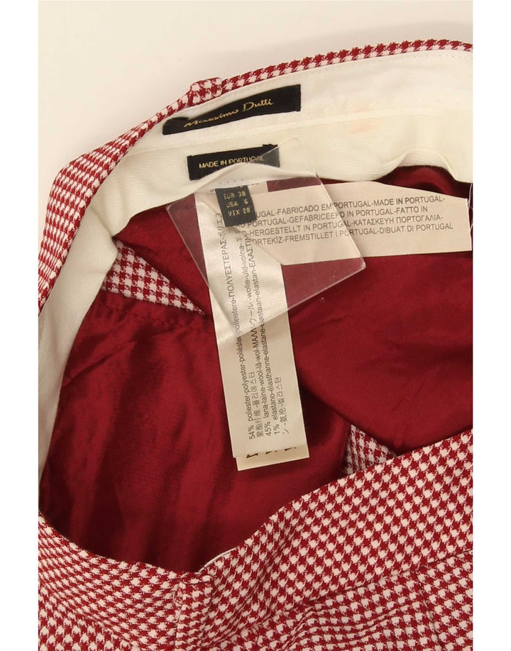 Pantaloni chino da donna Massimo Dutti EU 38 Small W28 L28 Pied de poule rosso