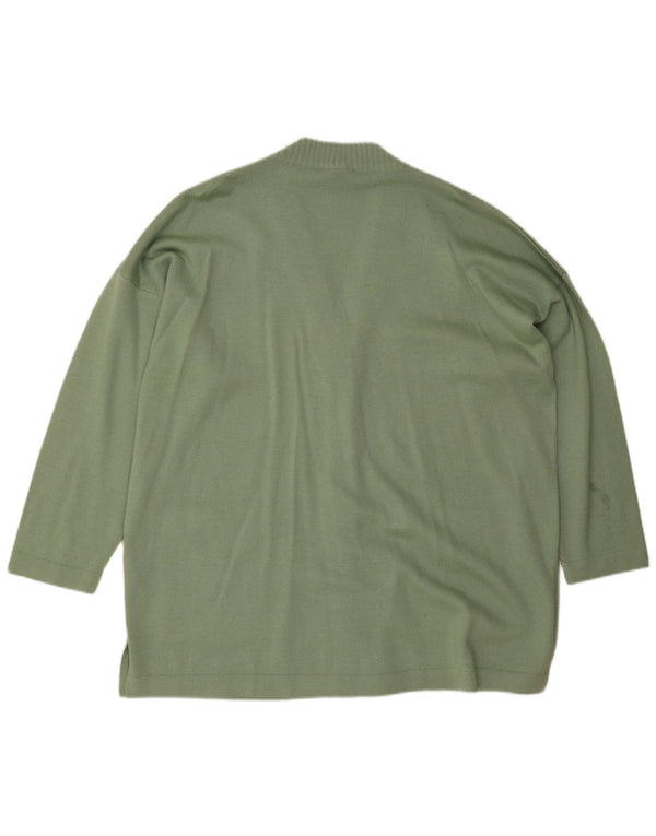 Luisa Spagnoli maglione cardigan da donna UK 20 2XL lana kaki