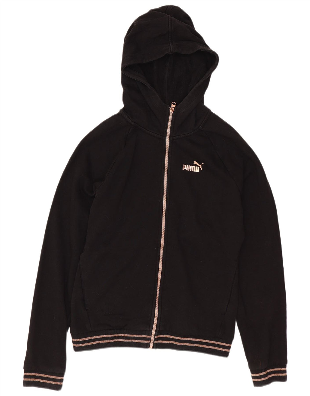 Felpa con cappuccio e zip da donna Puma UK 14 cotone nero medio
