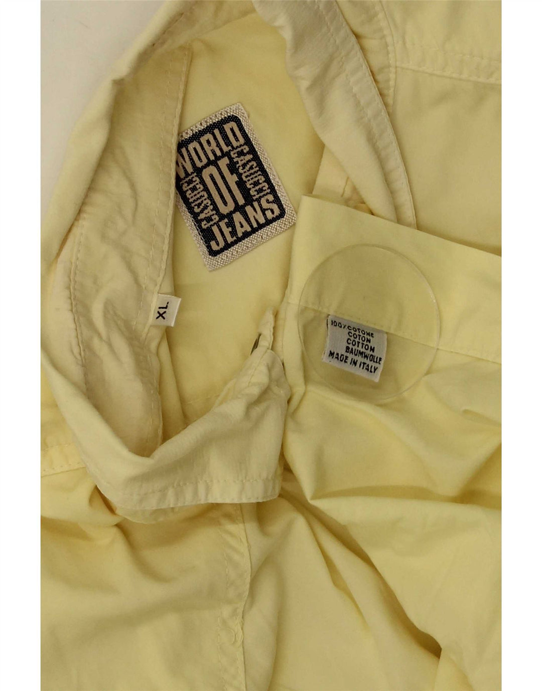 Camicia da uomo a maniche corte Cassuci XL in cotone giallo