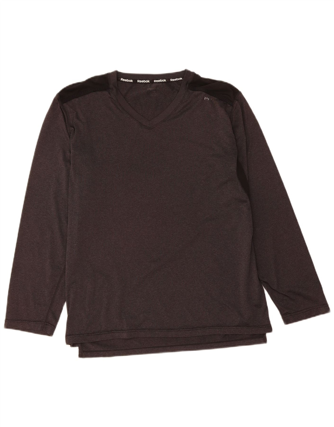 REEBOK Mens Top Long Sleeve Large Grey Colourblock Polyester