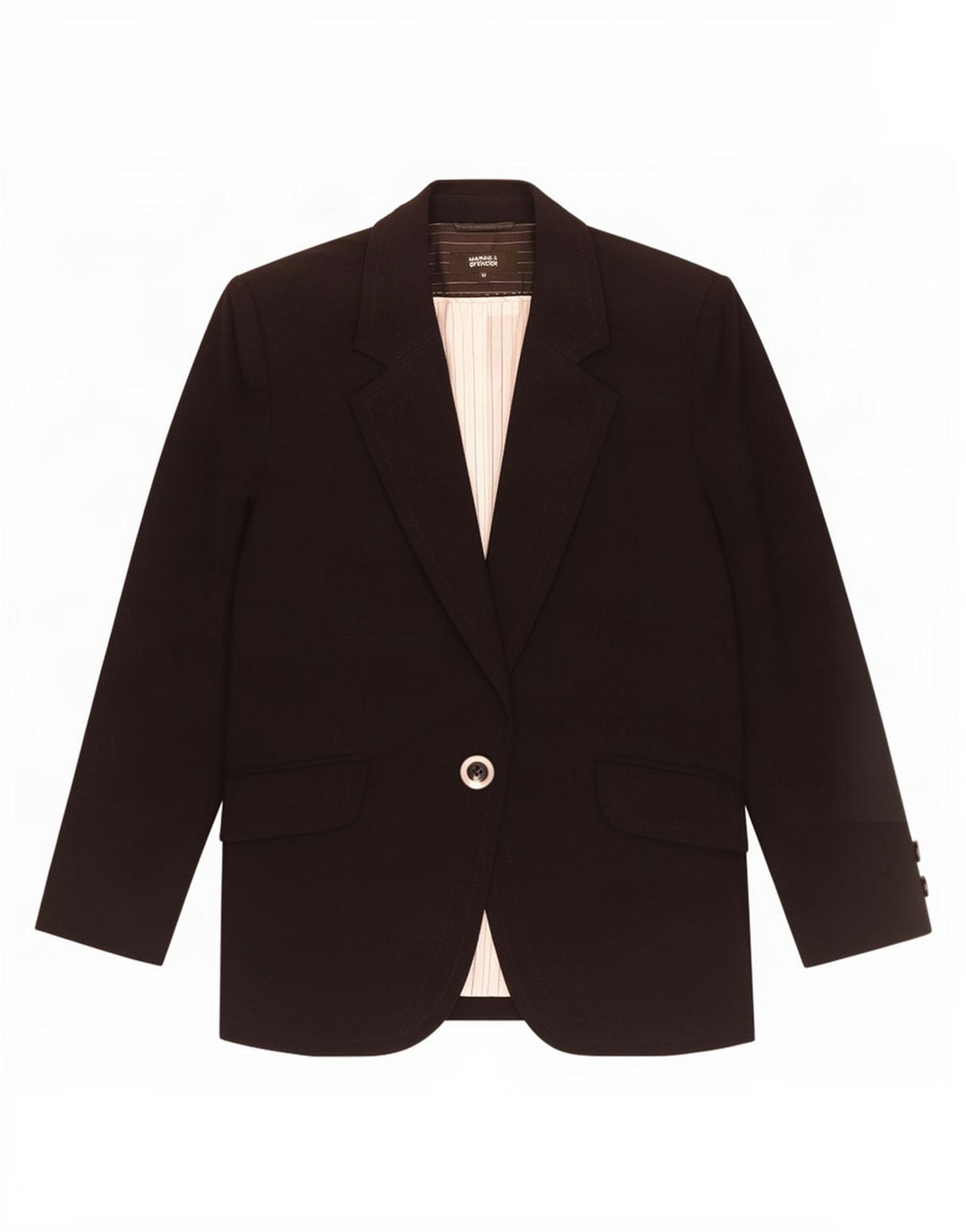 Giacca blazer a 1 bottone Marks & Spencer da donna UK 12 poliestere nero medio