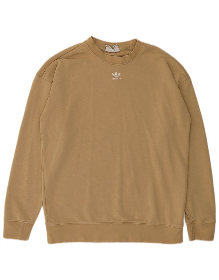 Felpa oversize da donna ADIDAS maglione UK 8 piccolo cotone beige