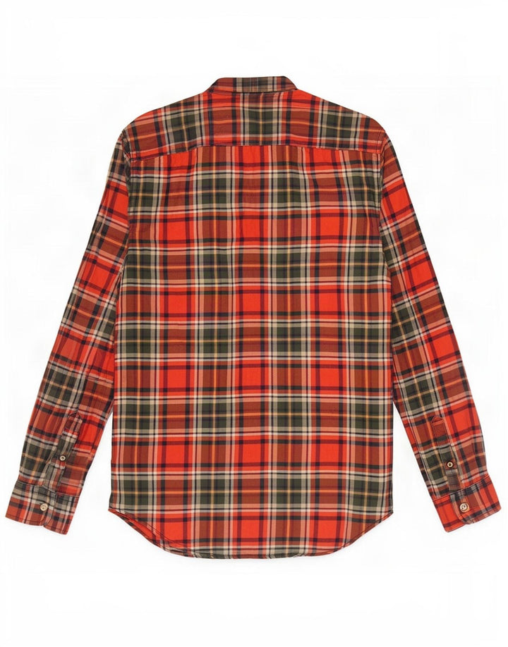 American Eagle Outfitters Camicia da uomo in flanella dalla vestibilità classica, piccolo quadretto rosso