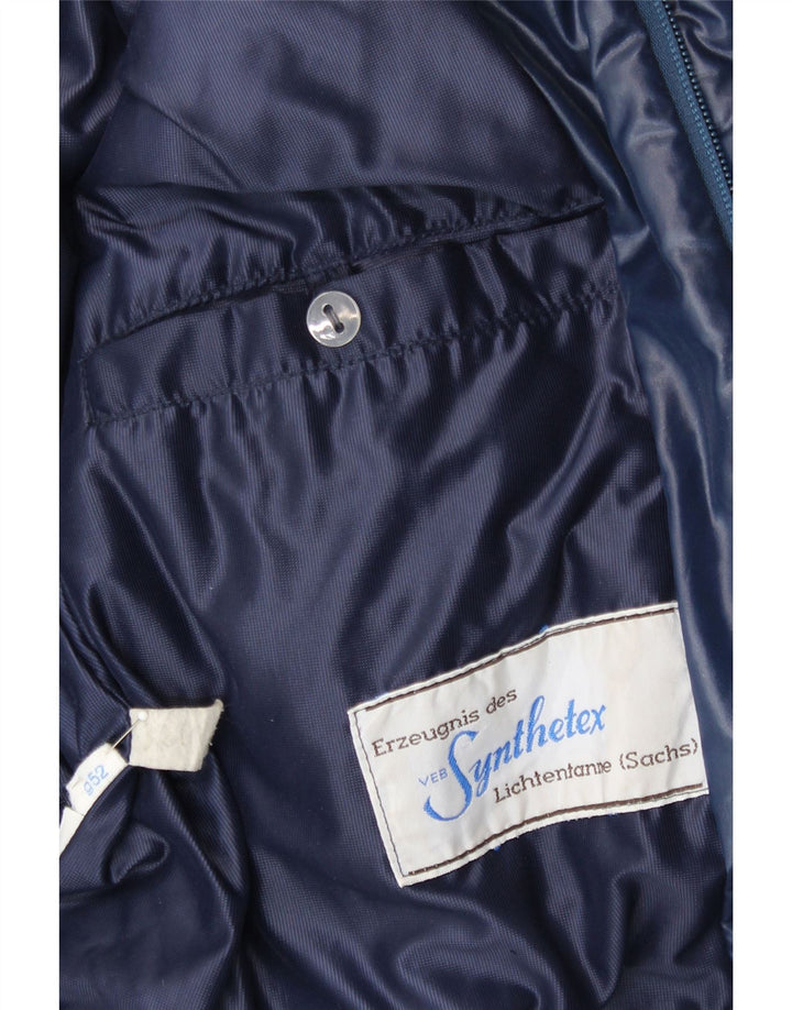 VINTAGE Mens Hooded Padded Coat IT 52 XL Navy Blue