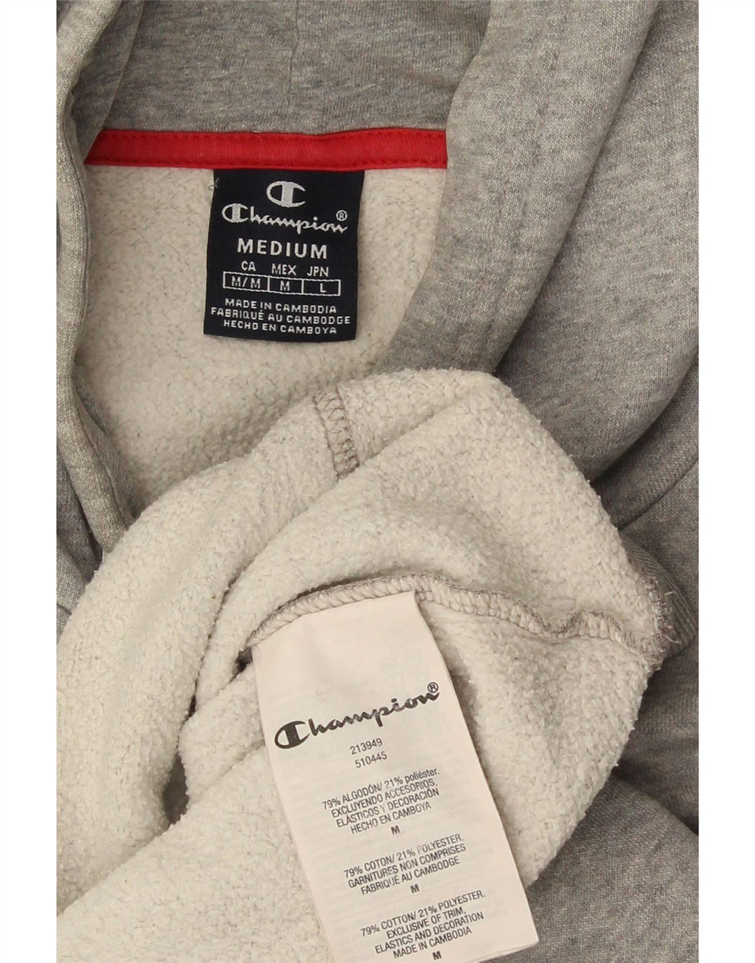 Maglione con cappuccio grafico da uomo Champion in cotone chiazzato grigio medio