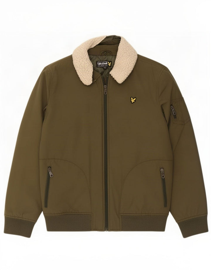 Giubbotto bomber da ragazzo Lyle & Scott 14-15 anni in cotone verde