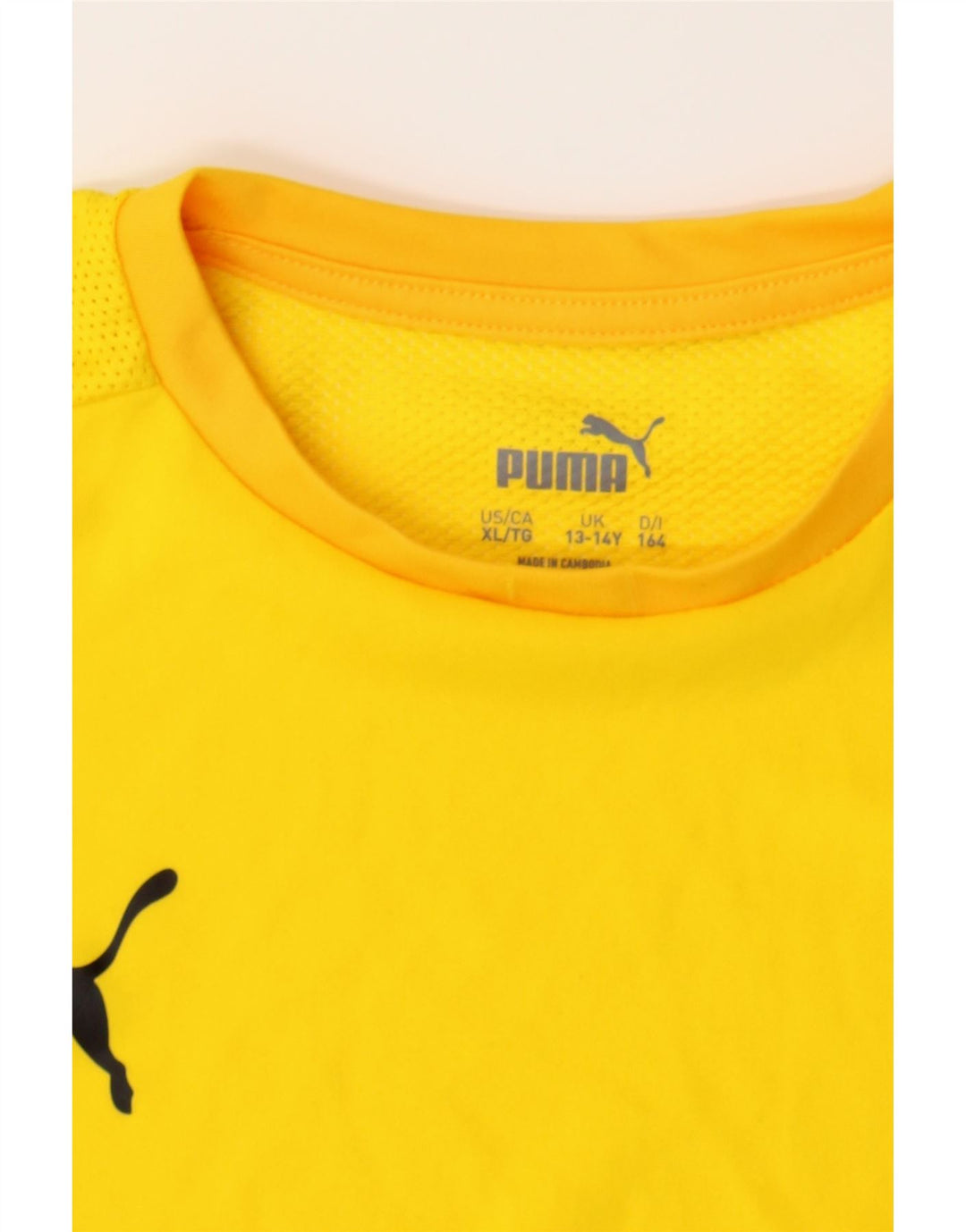PUMA Boys T-Shirt Top 13-14 Years Yellow Polyester Vintage Puma and Second-Hand Puma from Messina Hembry 