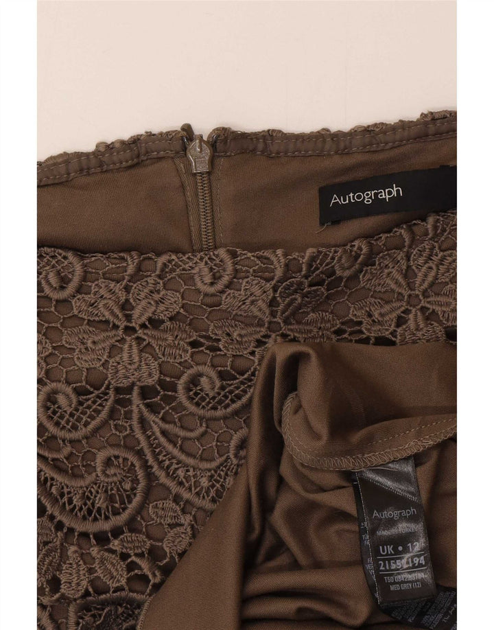 Gonna dritta autografa da donna Marks & Spencer UK 12 media W30 kaki