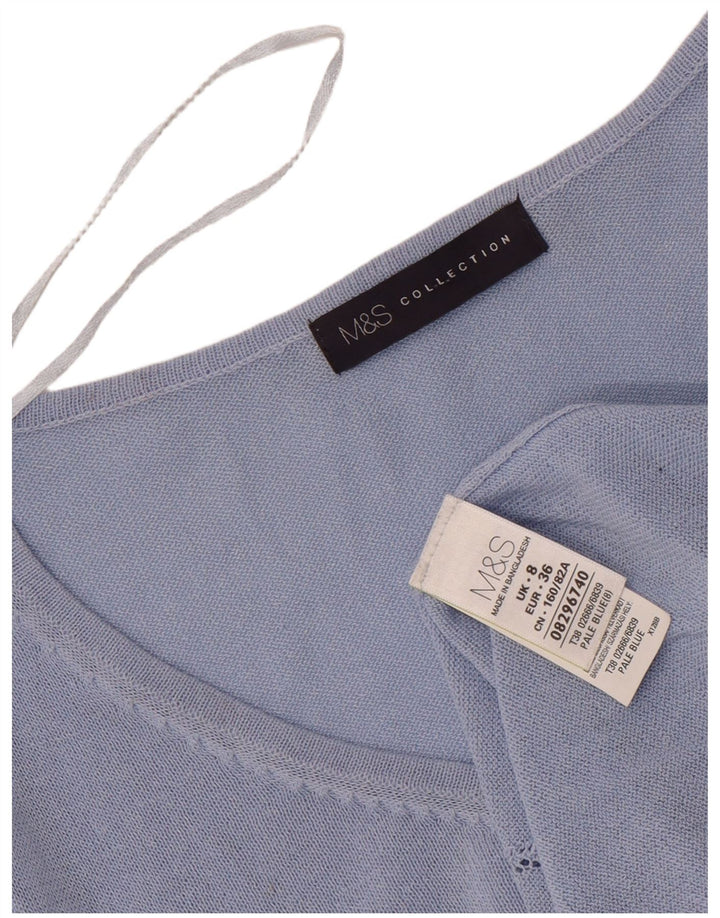 Marks & Spencer Top da donna a maniche lunghe UK 8 Small Blu in viscosa
