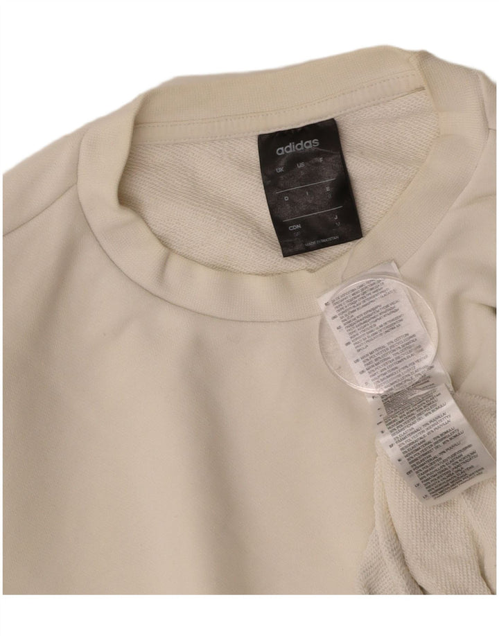 ADIDAS Mens Graphic Sweatshirt Jumper Small White Cotton