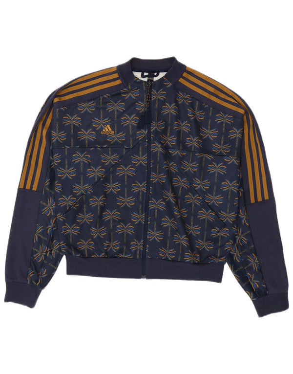 Giacca da tuta da donna ADIDAS UK 8/10 Small Blu navy floreale