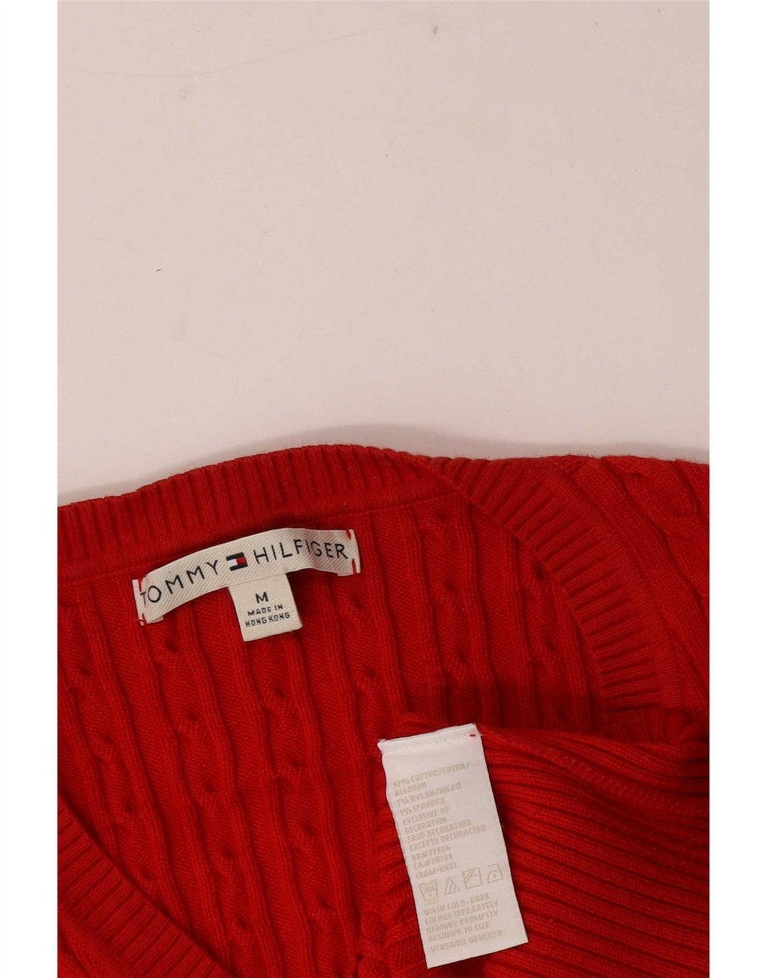 Maglione maglione con scollo a V vestibilità regolare da donna Tommy Hilfiger UK 12 rosso medio