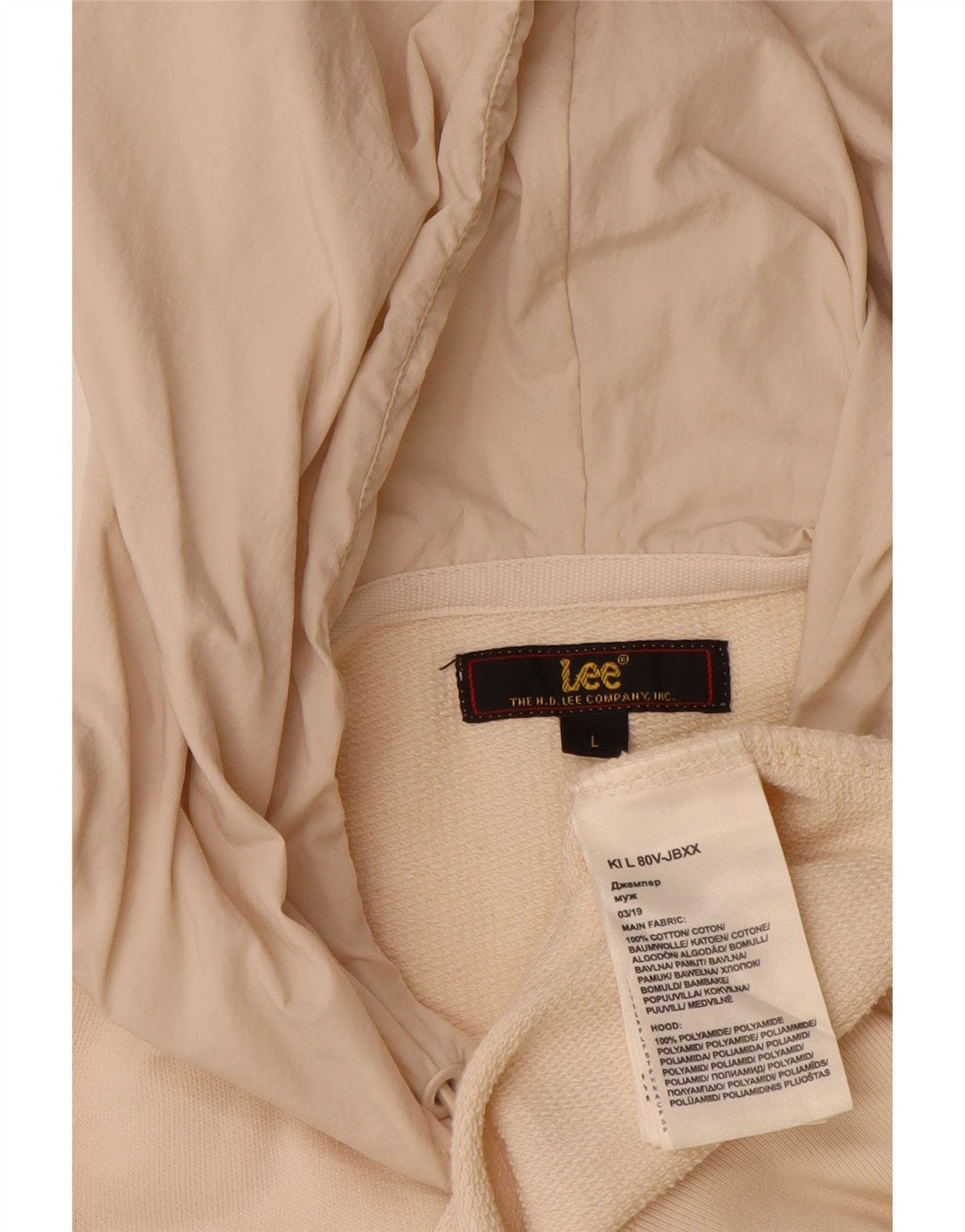 Maglione con cappuccio grafico da uomo LEE grande in cotone beige