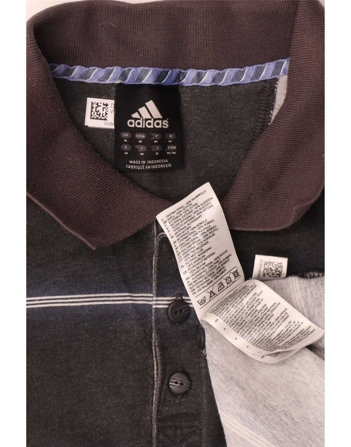 Polo Adidas da uomo in cotone a righe medie nere