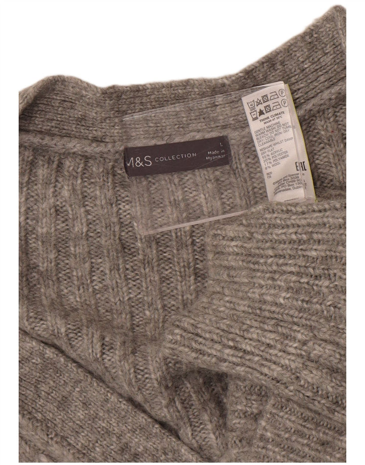 Maglione cardigan oversize corto da donna Marks & Spencer UK 16 grande grigio